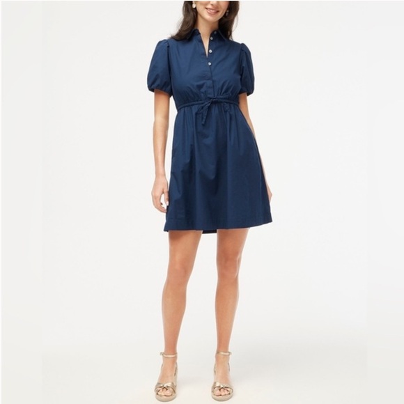 J. Crew Factory Dresses & Skirts - NEW J. CREW Factory Collared short-sleeve‎ tie-waist mini dress Navy Blue Size 6